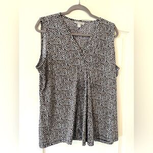 Dana Buchman Sleeveless Stretchy Black Dotted Blouse Dressy Women’s size XL